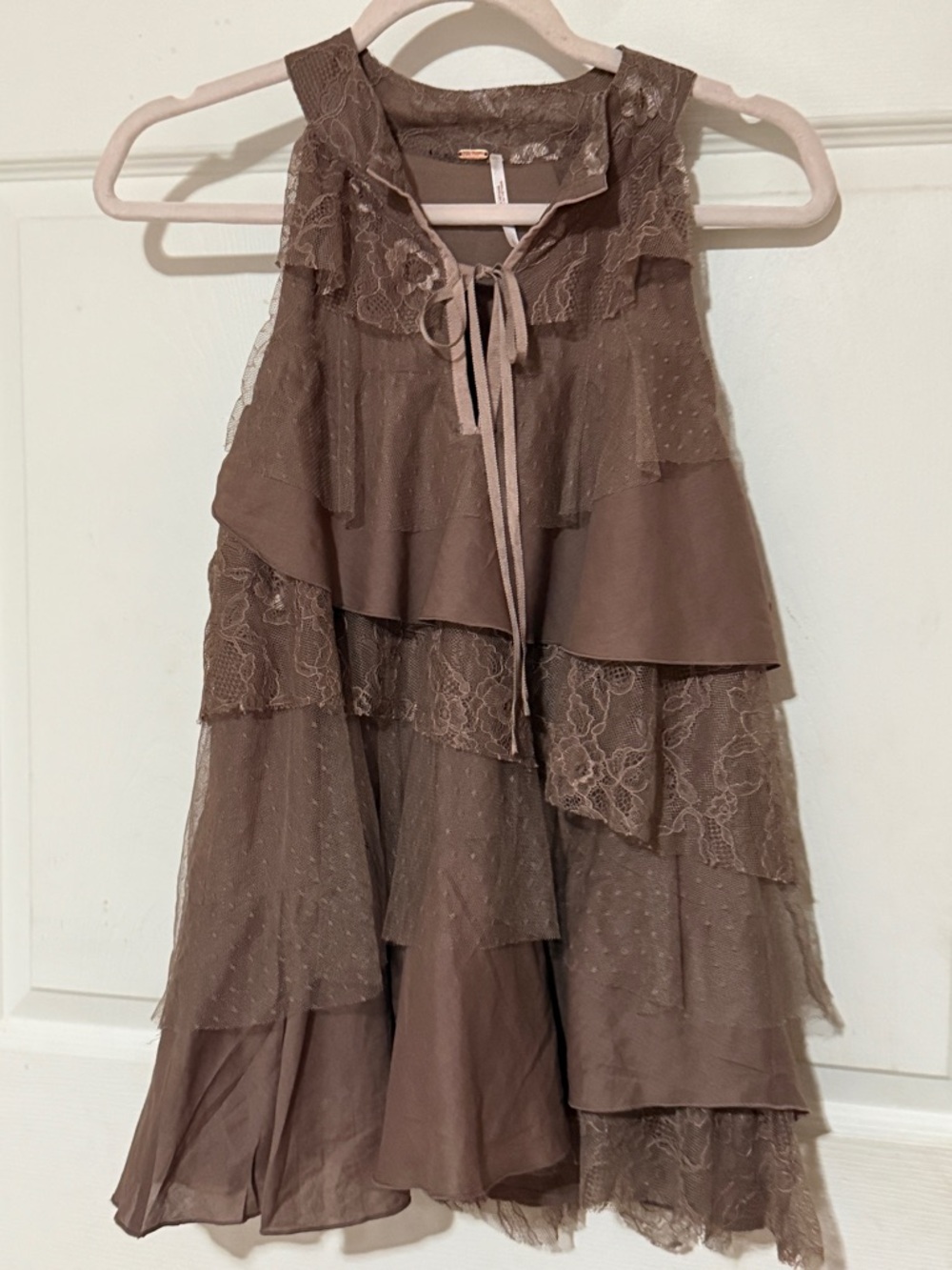Free People Ruffled Lace Tulle Top